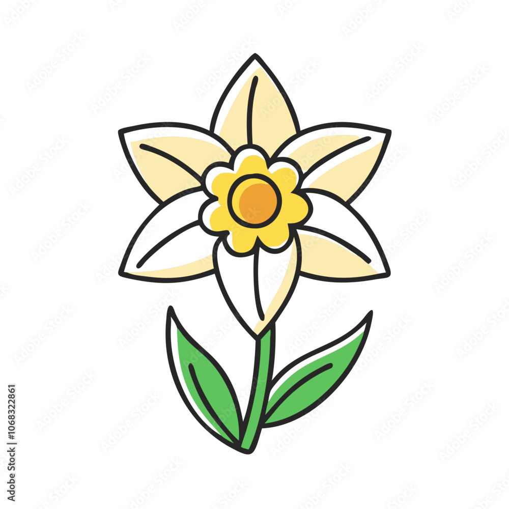 daffodi lflower vector icon, vector flower illustration, flower icon - simple vector illustration of a daffodi lflower, ideal for floral designs, botanical art, and nature-themed projects.. daffodi lflower vector icon, vector flower illustration, flower icon - simple vector illustration of a daffodi lflower, ideal for floral designs, botanical art, and nature-themed projects..