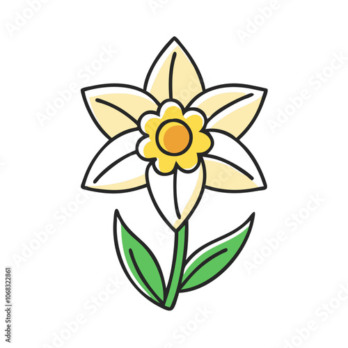 daffodi lflower vector icon, vector flower illustration, flower icon - simple vector illustration of a daffodi lflower, ideal for floral designs, botanical art, and nature-themed projects.. photo