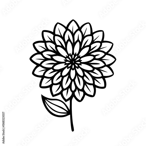 dahlia flower vector icon, vector flower illustration, flower icon - simple vector illustration of a dahlia flower, ideal for floral designs, botanical art, and nature-themed projects..