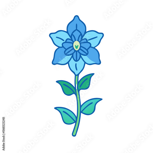 delphinium flower vector icon, vector flower illustration, flower icon - simple vector illustration of a delphinium flower, ideal for floral designs, botanical art, and nature-themed projects..