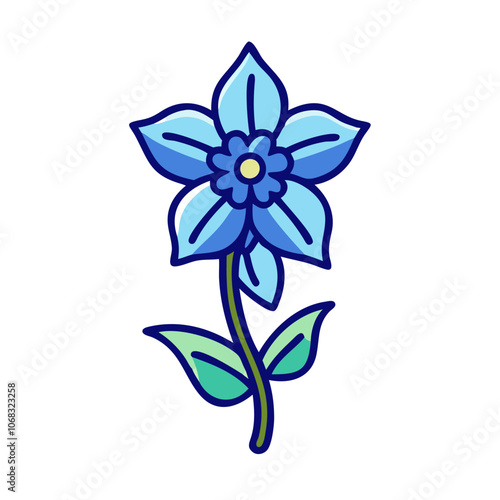 delphinium flower vector icon, vector flower illustration, flower icon - simple vector illustration of a delphinium flower, ideal for floral designs, botanical art, and nature-themed projects..