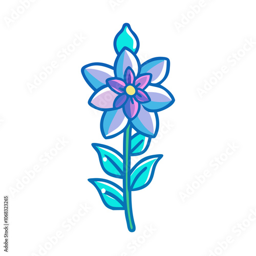 delphinium flower vector icon, vector flower illustration, flower icon - simple vector illustration of a delphinium flower, ideal for floral designs, botanical art, and nature-themed projects..