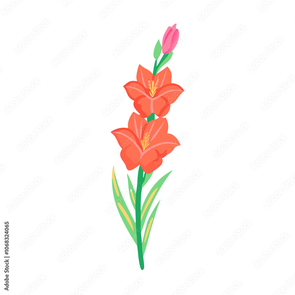 gladiolus flower vector icon, vector flower illustration, flower icon - simple vector illustration of a gladiolus flower, ideal for floral designs, botanical art, and nature-themed projects.. gladiolus flower vector icon, vector flower illustration, flower icon - simple vector illustration of a gladiolus flower, ideal for floral designs, botanical art, and nature-themed projects..