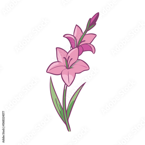 gladiolus flower vector icon, vector flower illustration, flower icon - simple vector illustration of a gladiolus flower, ideal for floral designs, botanical art, and nature-themed projects..