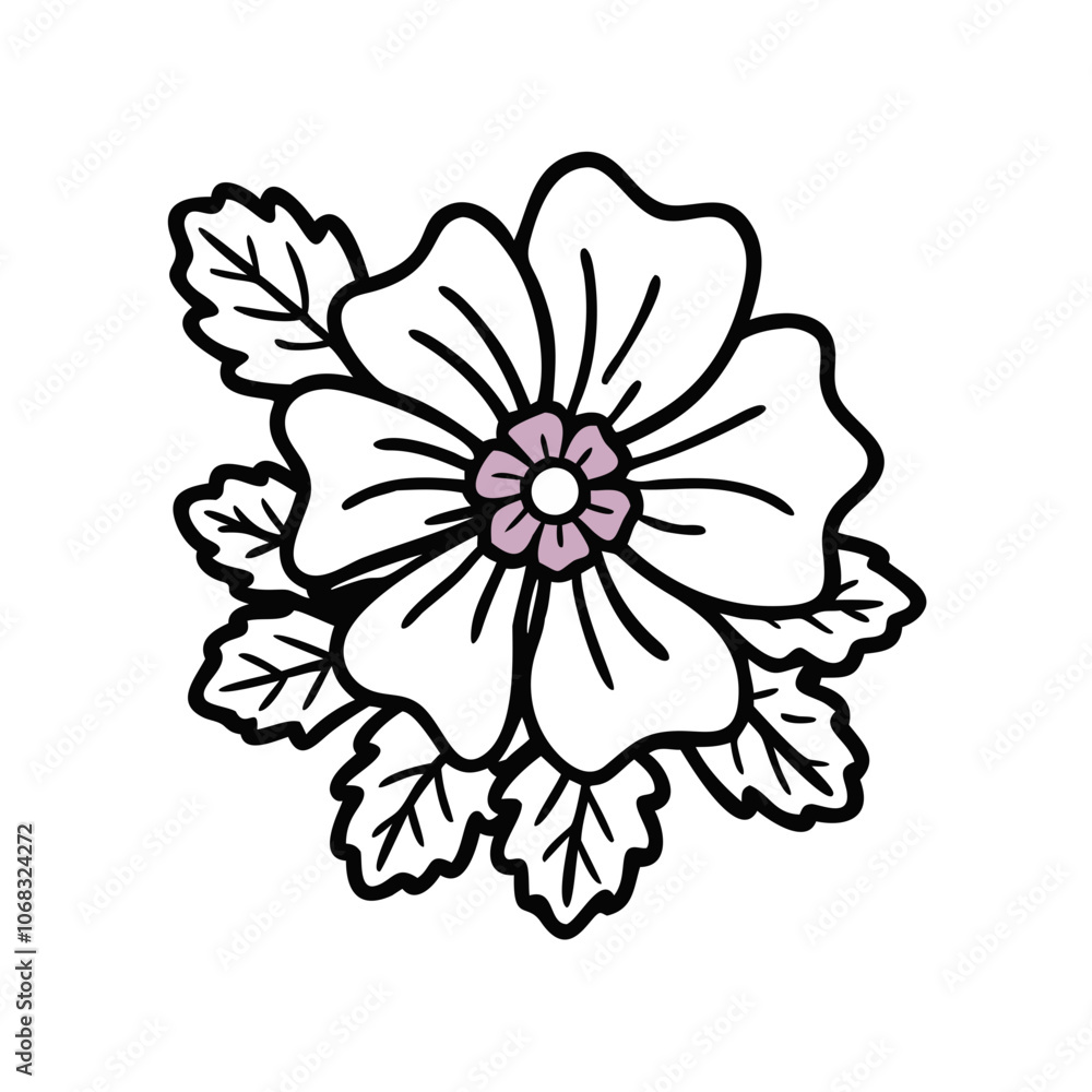 Obraz premium hollyhock flower vector icon, vector flower illustration, flower icon - simple vector illustration of a hollyhock flower, ideal for floral designs, botanical art, and nature-themed projects..