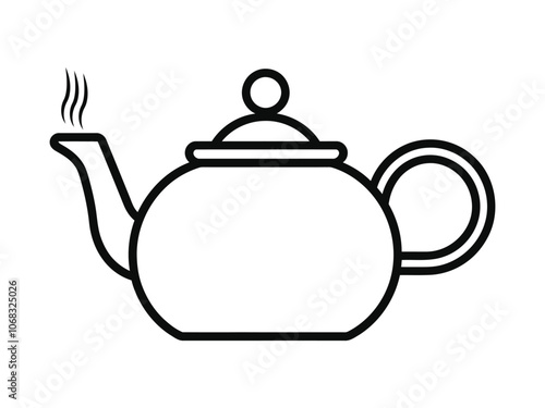 Teapot icon Kettle isolated icon, metal classic kettle vector outline on white background.