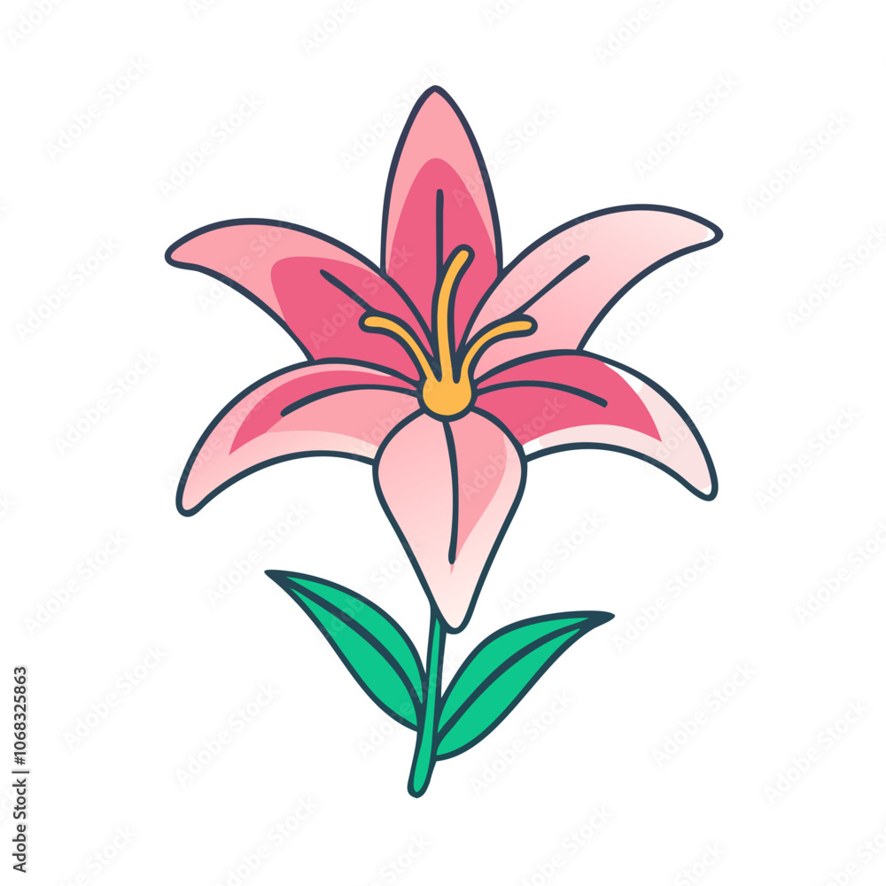 lily flower vector icon, vector flower illustration, flower icon - simple vector illustration of a lily flower, ideal for floral designs, botanical art, and nature-themed projects.. lily flower vector icon, vector flower illustration, flower icon - simple vector illustration of a lily flower, ideal for floral designs, botanical art, and nature-themed projects..