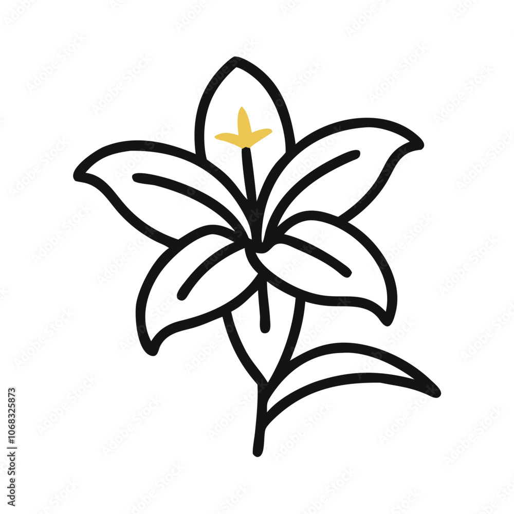 lily flower vector icon, vector flower illustration, flower icon - simple vector illustration of a lily flower, ideal for floral designs, botanical art, and nature-themed projects..
