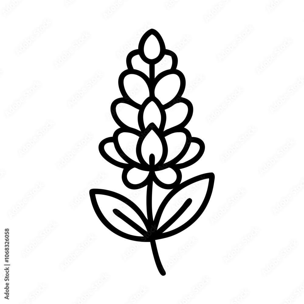 lupine flower vector icon, vector flower illustration, flower icon - simple vector illustration of a lupine flower, ideal for floral designs, botanical art, and nature-themed projects.. lupine flower vector icon, vector flower illustration, flower icon - simple vector illustration of a lupine flower, ideal for floral designs, botanical art, and nature-themed projects..