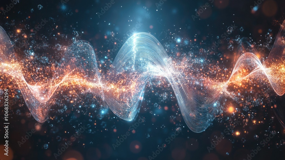 Vibrant Abstract Waveform with Sparkling Particles Vibrant Abstract Waveform with Sparkling Particles