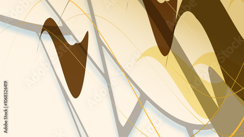 Modern Abstract Design with Curves and Lines in Gold and White