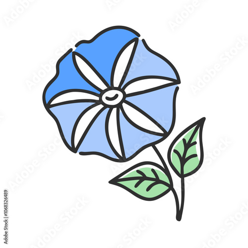 morning glory flower vector icon, vector flower illustration, flower icon - simple vector illustration of a morning glory flower, ideal for floral designs, botanical art, and nature-themed projects..