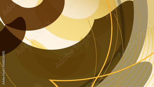 Modern Abstract Design with Curves and Lines in Gold and White