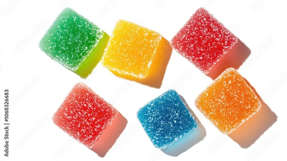 Vibrant Candy Cubes on White Background Vibrant Candy Cubes on White Background
