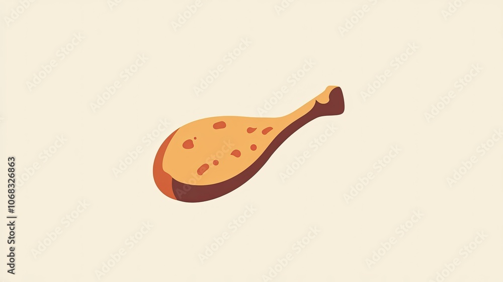 Cartoony Chicken Drumstick on Simple Background Cartoony Chicken Drumstick on Simple Background