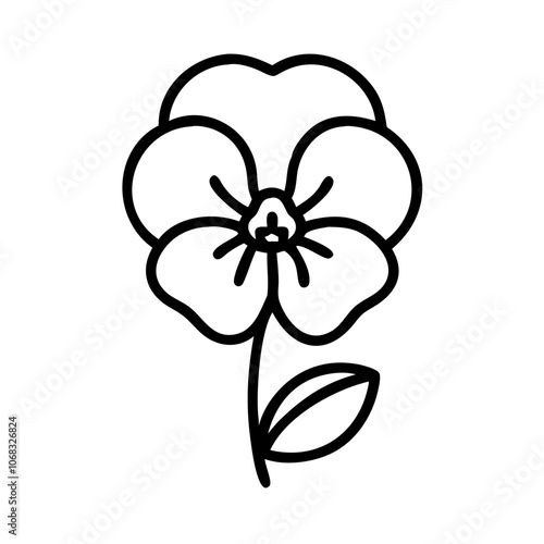 pansy  flower vector icon, vector flower illustration, flower icon - simple vector illustration of a pansy  flower, ideal for floral designs, botanical art, and nature-themed projects..