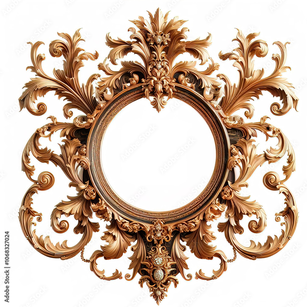 Elegant baroque style luxury rectangular frame on white background Elegant baroque style luxury rectangular frame on white background