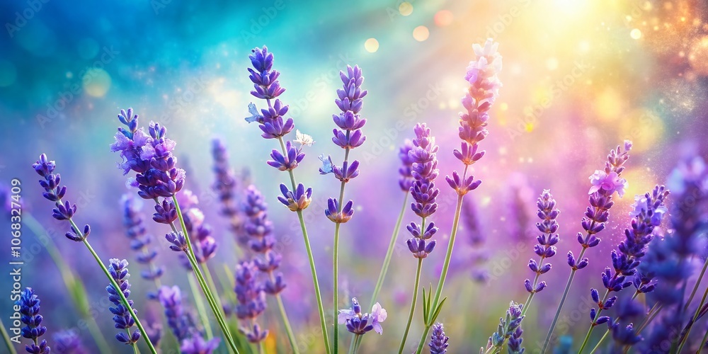 Delicate Stems of Lavender in Watercolor Style - A Macro Photography Illustration Capturing the Beauty of Nature's Lavender Blooms and Their Intricate Details Delicate Stems of Lavender in Watercolor Style - A Macro Photography Illustration Capturing the Beauty of Nature's Lavender Blooms and Their Intricate Details