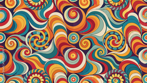 Abstract Retro Psychedelic Swirl Pattern