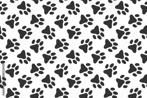 Pet Paw Seamless Pattern. Cat and Dog Imprints Background. Dog Day, Mutt Day, Pets Day Backdrop.