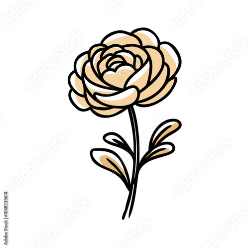ranunculus flower vector icon, vector flower illustration, flower icon - simple vector illustration of a ranunculus flower, ideal for floral designs, botanical art, and nature-themed projects..