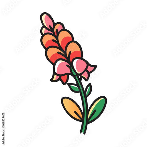 snapdragon flower vector icon, vector flower illustration, flower icon - simple vector illustration of a snapdragon flower, ideal for floral designs, botanical art, and nature-themed projects..