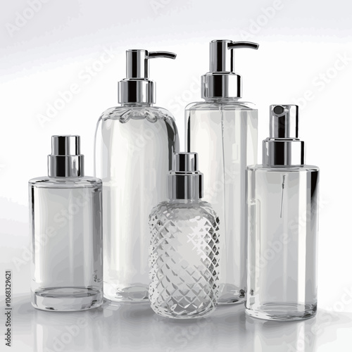 Cosmetic bottles isolated on a white background. 3d illustration. 