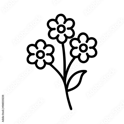 swee alyssumt flower vector icon, vector flower illustration, flower icon - simple vector illustration of a swee alyssumt flower, ideal for floral designs, botanical art, and nature-themed projects.. photo