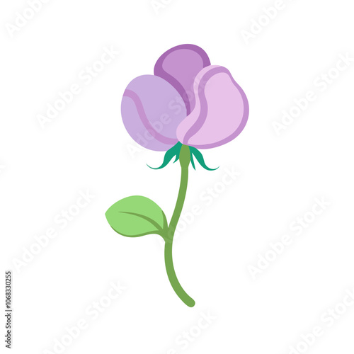 sweet pea flower vector icon, vector flower illustration, flower icon - simple vector illustration of a sweet pea flower, ideal for floral designs, botanical art, and nature-themed projects..