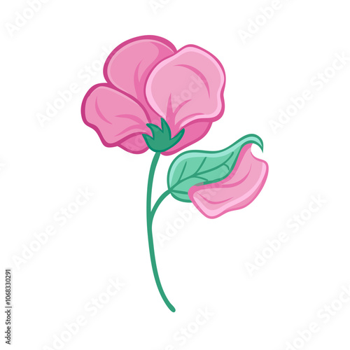 sweet pea flower vector icon, vector flower illustration, flower icon - simple vector illustration of a sweet pea flower, ideal for floral designs, botanical art, and nature-themed projects..