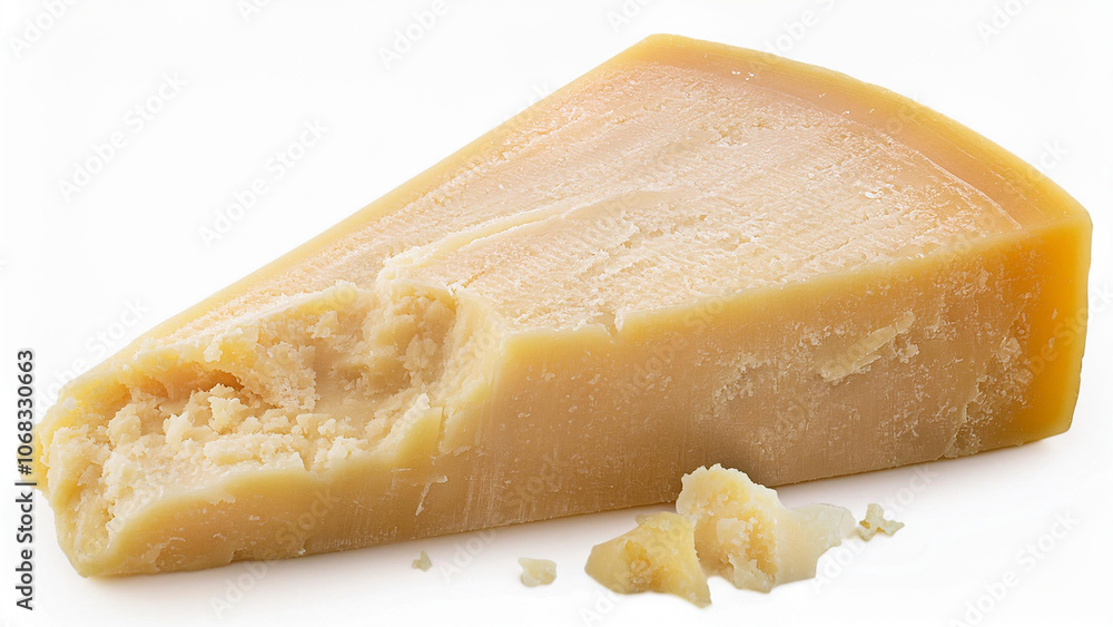 A wedge of parmesan cheese with crumbled pieces, isolated on white background. PNG transparent. A wedge of parmesan cheese with crumbled pieces, isolated on white background. PNG transparent.