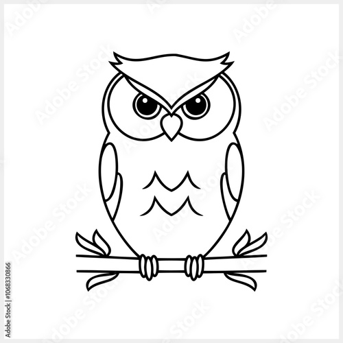 Doodle owl icon isolated. Animal art. Coloring page book. Sketch vector stock illustration