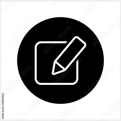 Document with pencil icon isolated. School symbol. Business button icon. Checklist document. Vector stock illustration