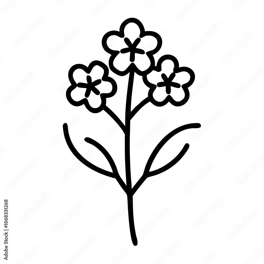 verbena flower vector icon, vector flower illustration, flower icon - simple vector illustration of a verbena flower, ideal for floral designs, botanical art, and nature-themed projects..