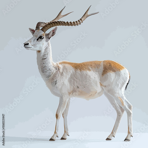 Deer with antlers on a white background. Studio shot. s
