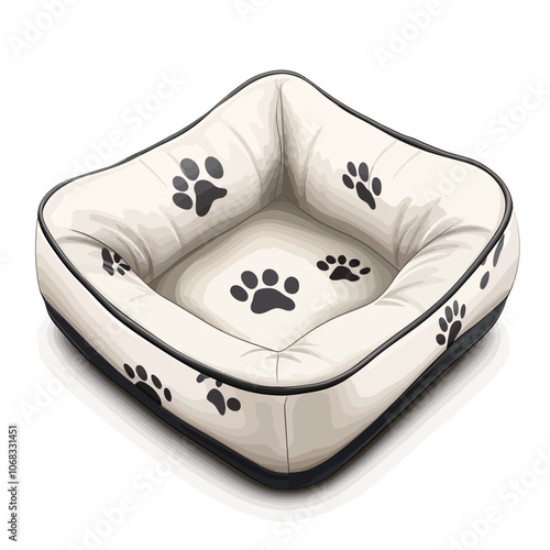 Dog bed isolated on white background. 3D illustration. Top view. 