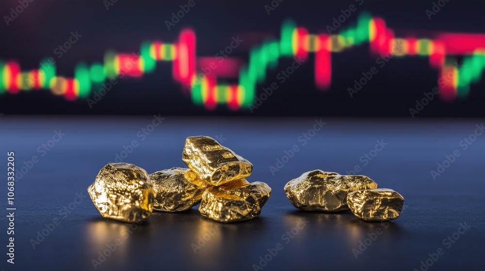 Shiny Gold Bars with Stock Chart Shiny Gold Bars with Stock Chart
