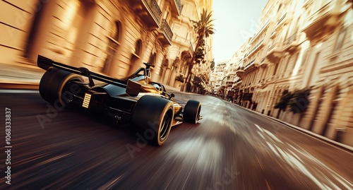 High-Speed Formula Racing Car on Monaco Circut photo