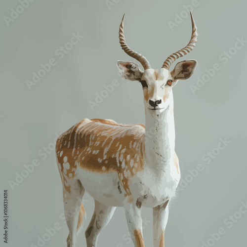 Fallow deer isolated on white background. Studio shot of a deer. 