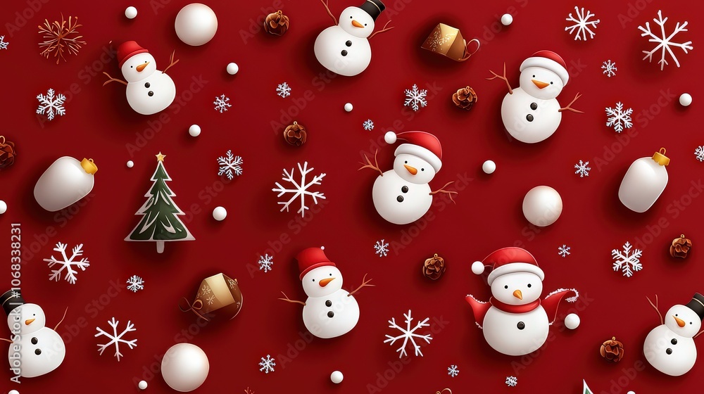 A charming red Christmas background filled with cute traditional motifs, including Santa, snowmen, and Christmas trees, arranged in delightful patterns that evoke the spirit of the holidays. A charming red Christmas background filled with cute traditional motifs, including Santa, snowmen, and Christmas trees, arranged in delightful patterns that evoke the spirit of the holidays.