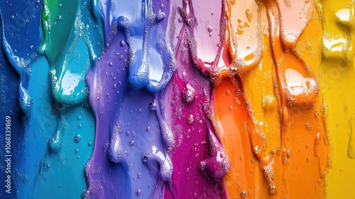 Colorful Paint Drips on a Surface photo