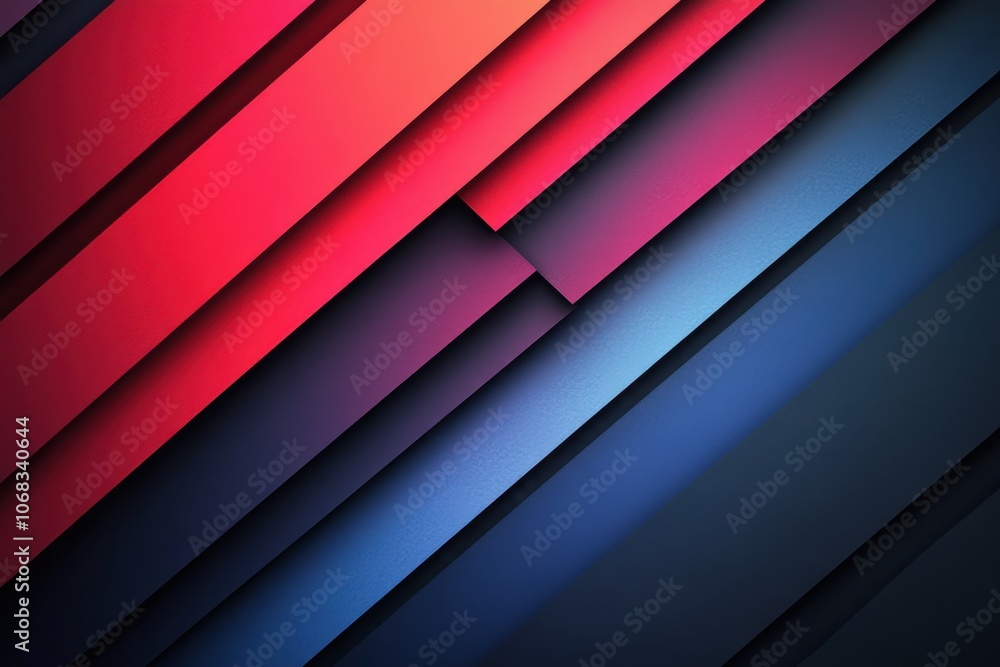 Obraz premium Abstract red and blue gradient geometric diagonal layer on black background. 
