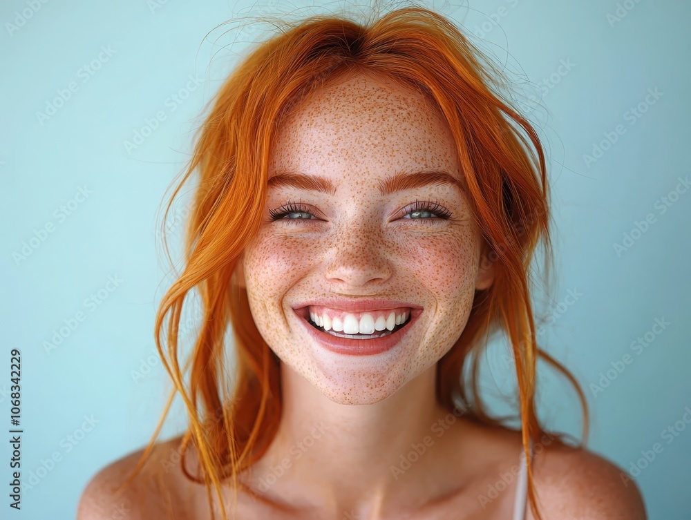 Captivating portrait of a joyful woman with natural red hair and freckles radiating warmth and charm Captivating portrait of a joyful woman with natural red hair and freckles radiating warmth and charm