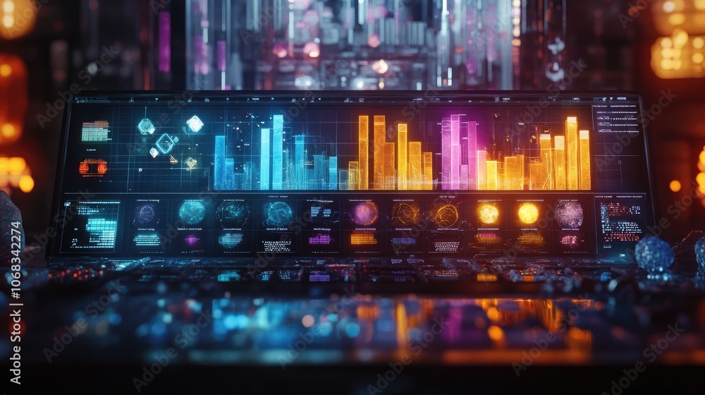 Futuristic Data Visualization with Colorful Charts Futuristic Data Visualization with Colorful Charts