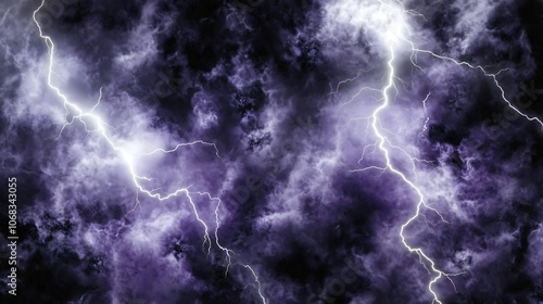 Bright electric thunder against a dark, foreboding background, detailed lightning bolts with sharp contrast and powerful energy