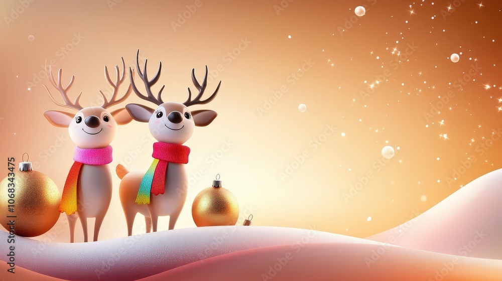A festive background filled with cute reindeer, adorned with colorful scarves and ornaments, creating a joyful atmosphere that is ideal for holiday cards and decorations. A festive background filled with cute reindeer, adorned with colorful scarves and ornaments, creating a joyful atmosphere that is ideal for holiday cards and decorations.