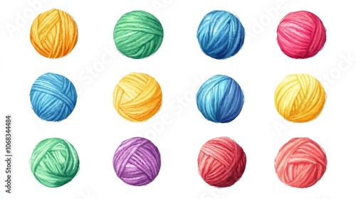 Colorful Yarn Balls Display in Various Shades