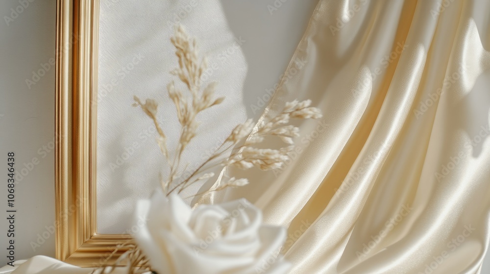 Elegant Floral Arrangement with Silk Drapery Elegant Floral Arrangement with Silk Drapery