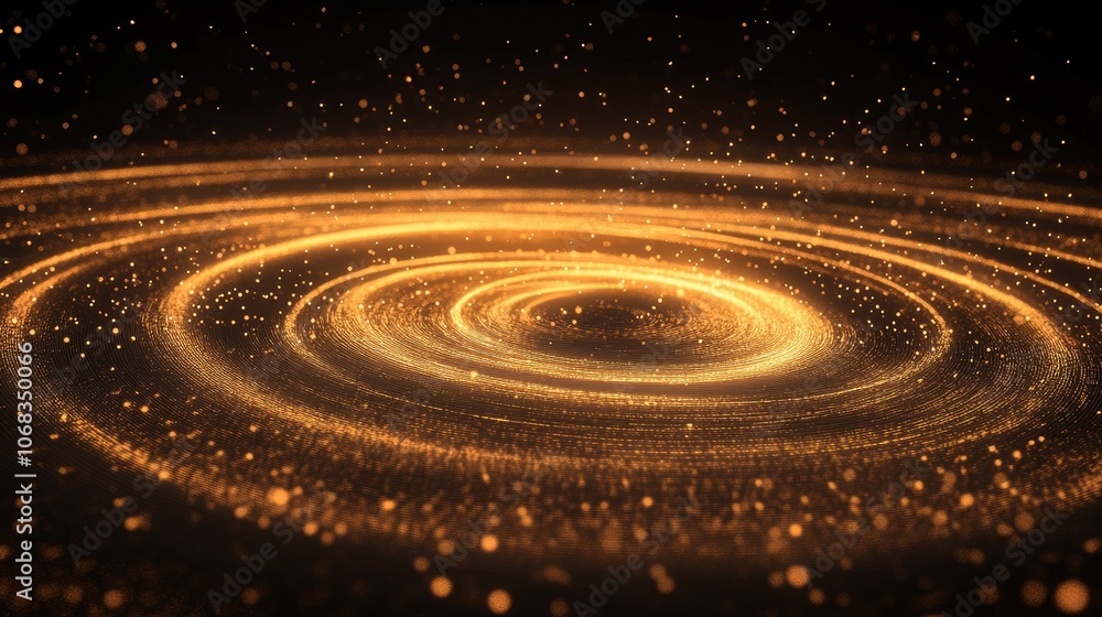 Fototapeta premium Golden Swirl of Light and Sparkles in Space