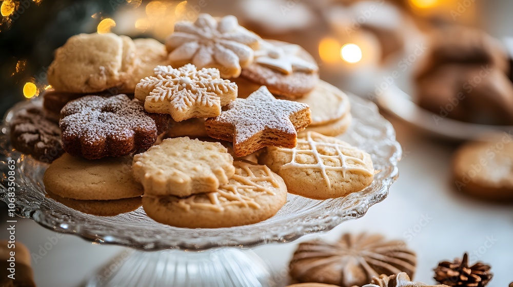 A festive display of assorted cookies, showcasing intricate designs and seasonal themes.